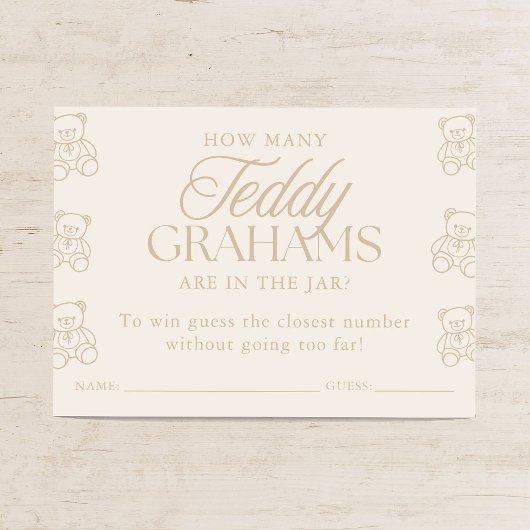 Carte D'accompagnement Combien de Teddy Grahams Jeu de Devinette pour Bab