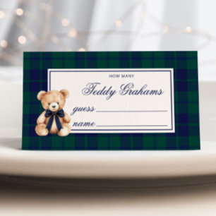 Carte D'accompagnement Combien de teddy grahams Teddy Bear Navy Carreaux