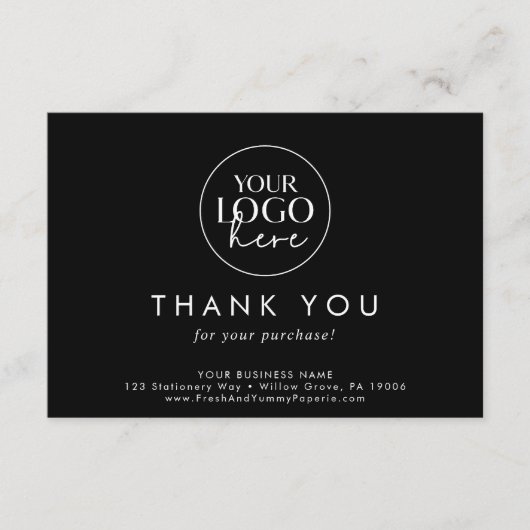 Carte D'accompagnement Commande de Merci du logo de l'entreprise Noir Chi (Devant)