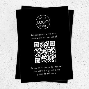 Carte D'accompagnement Commentaires clients   QR Code Black Business Revi
