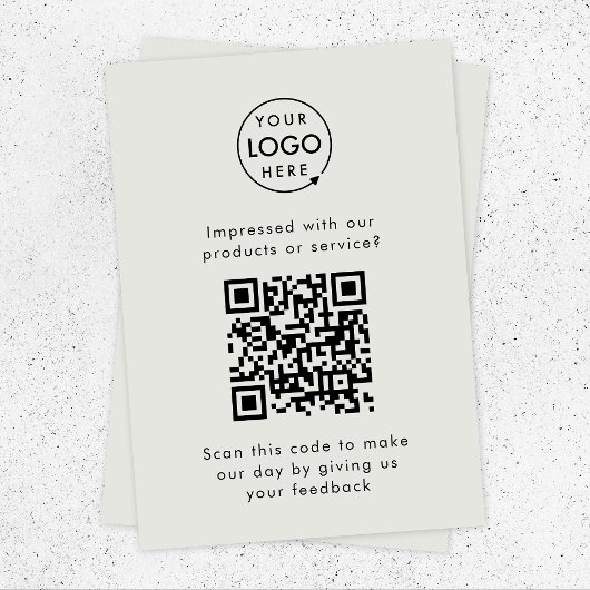 Carte D'accompagnement Commentaires clients | QR Code Business Rating Gre