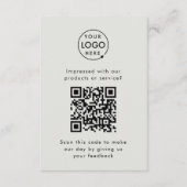 Carte D'accompagnement Commentaires clients | QR Code Business Rating Gre (Devant)