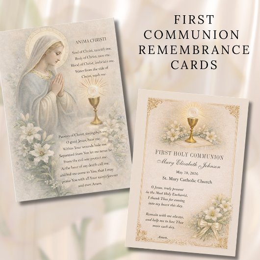 Carte D'accompagnement Communion Blessed Mary  Remembrance Holy Card