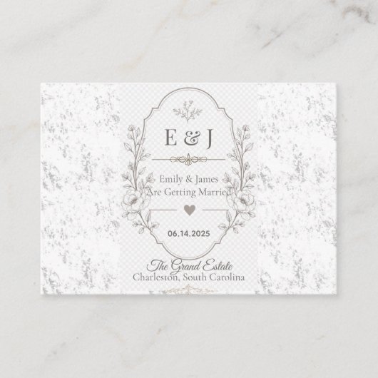 Carte D'accompagnement Conception de célébration de mariage romantique de (Devant)