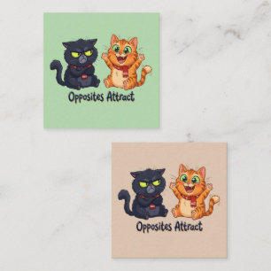 Carte D'accompagnement Conception de chats mignons attirés par les opposé