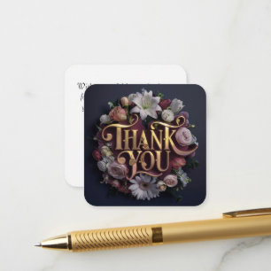 Carte D'accompagnement Conception de lettrage doré « Merci » à motif flor