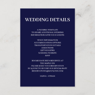 Carte D'accompagnement Conception de mariage minimal scandinave bleu mari