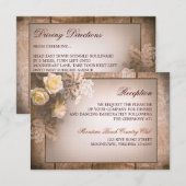 Carte D'accompagnement conception de réception de mariage aux roses vinta (Devant / Derrière)