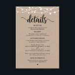 Carte D'accompagnement Conception Rustic Farm String Lights, détails Mari<br><div class="desc">Il s'agit de la Rustic Farm,  String Lights,  Black Script,  Mariage Details Encape Card,  où vous pouvez inclure votre réception de mariage,  options d'hébergement,  votre site Web mariage et d'autres. Vous pouvez modifier les couleurs de police et ajouter vos détails mariages dans la police / lettrage correspondante. #TeeshaDerrick</div>