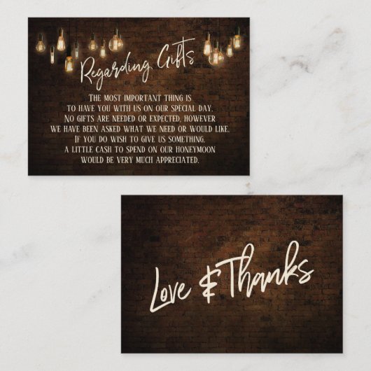 Carte D'accompagnement Concernant Les Cadeaux Briques foncées et Lumières (Devant / Derrière)