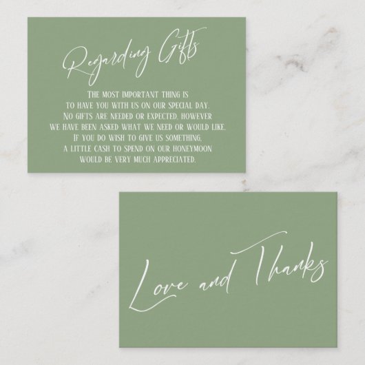 Carte D'accompagnement Concernant Les Cadeaux Écriture manuscrite Sage Gr (Devant / Derrière)