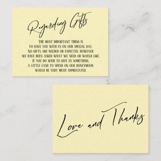 Carte D'accompagnement Concernant Les Cadeaux Écriture manuscrite Simple  (Devant / Derrière)