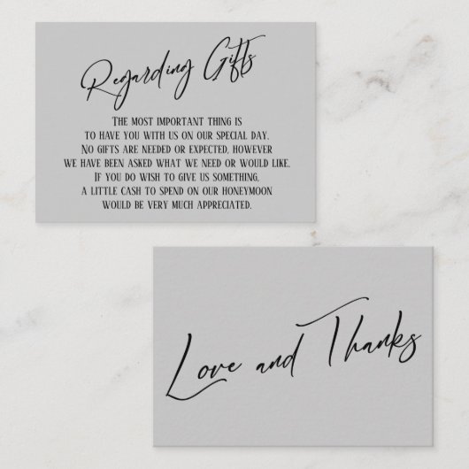 Carte D'accompagnement Concernant Les Cadeaux Écriture Moderne Simple Gri (Devant / Derrière)