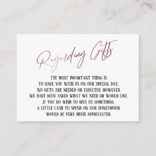 Carte D'accompagnement Concernant les cadeaux Modern Rose Gold écriture