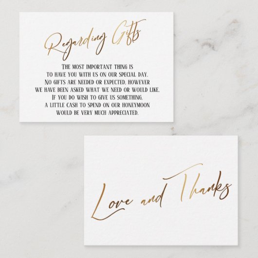Carte D'accompagnement Concernant les cadeaux Moderne Mariage d'écriture  (Devant / Derrière)