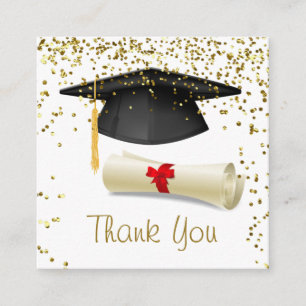 Carte D'accompagnement Confetti d'or, mortier, diplôme Diplôme