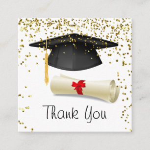 Carte D'accompagnement Confetti d'or, mortier, diplôme Diplôme