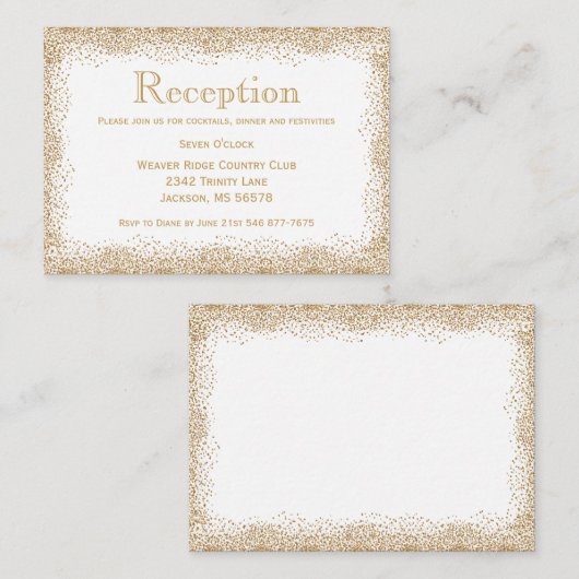 Carte D'accompagnement Confetti or et blanc (Devant / Derrière)