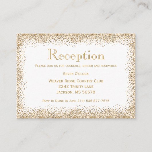 Carte D'accompagnement Confetti or et blanc (Devant)