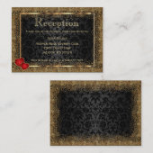 Carte D'accompagnement Confetti or et Damas noir - Réception (Devant / Derrière)