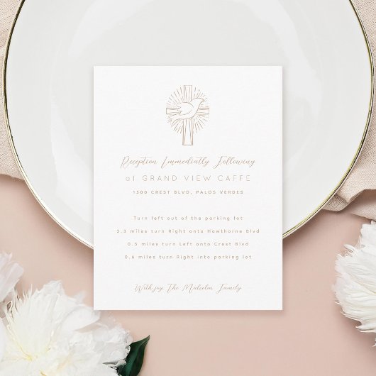 Carte D'accompagnement Confirmation de la croix de colombe Saint-Esprit