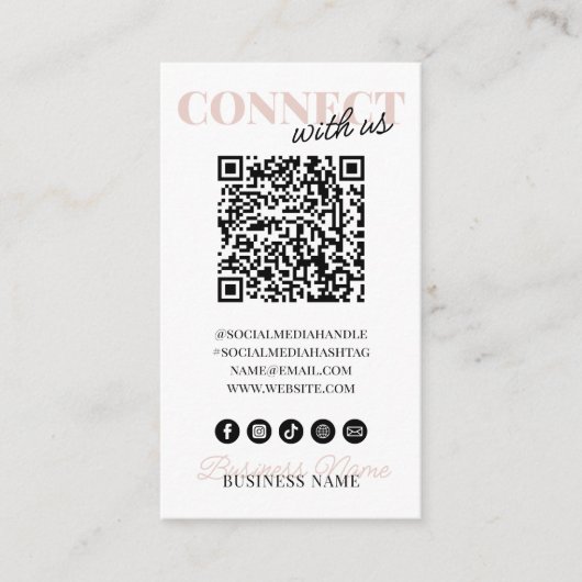 Carte D'accompagnement Connectez-vous avec nous QR Code Modern Pink Scrip (Devant)