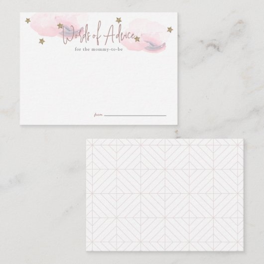 Carte D'accompagnement Conseil Baby shower Cloud 9 rose (Devant / Derrière)