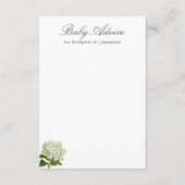 Carte D'accompagnement Conseil bébé Hydrangea blanc et vert (Devant)