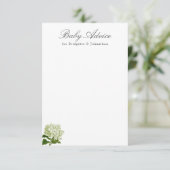 Carte D'accompagnement Conseil bébé Hydrangea blanc et vert (Debout devant)