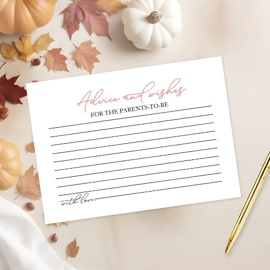 Carte D'accompagnement Conseil citrouille Baby shower de chute