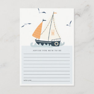 Carte D'accompagnement Conseil Cute Nautique Voilier Pour Mum Baby shower