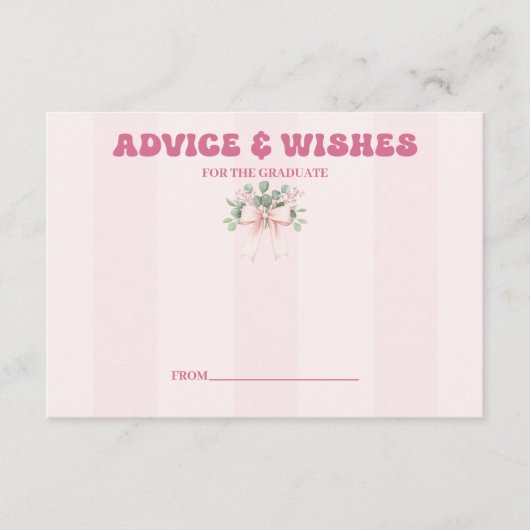 Carte D'accompagnement Conseil de fête et Whats de la Grad Bow rose (Devant)