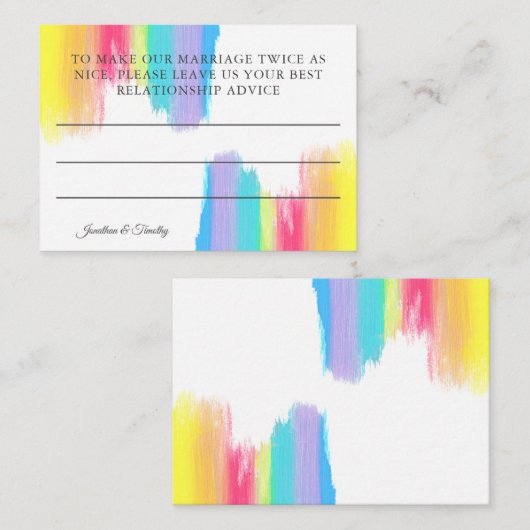 Carte D'accompagnement Conseil de mariage élégant Mariage arc-en-ciel mod (Devant / Derrière)
