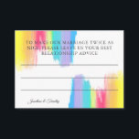 Carte D'accompagnement Conseil de mariage élégant Mariage arc-en-ciel mod<br><div class="desc">Belle carte de conseil en mariage arc-en-ciel pour votre réception de mariage avec de jolies touches de peinture artistique pleine de couleurs vives. Ces cartes budgétaires colorées sont parfaites pour un couple artistique ou un mariage gay et lesbien. La carte joyeuse a une face arrière correspondante.</div>