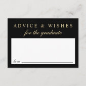 Carte D'accompagnement Conseil Élégant Pour Grad Black Gold Graduation (Devant)