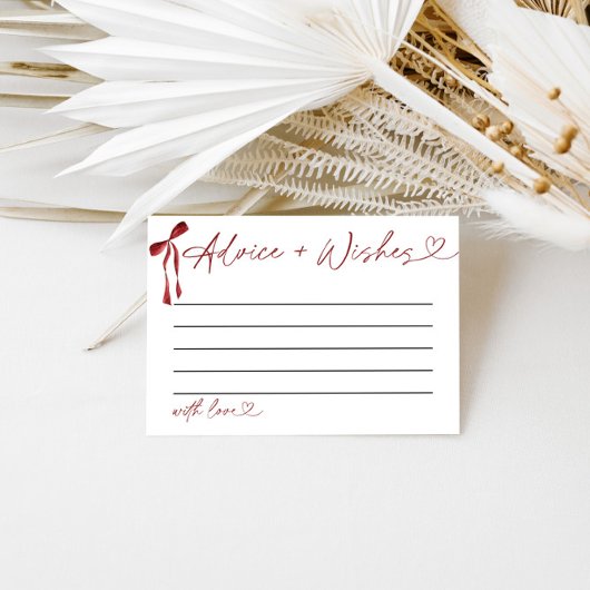 Carte D'accompagnement Conseil & Souhaits Jeu de douche Burgundy Bow