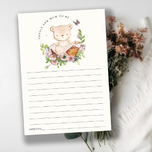 Carte D'accompagnement Conseil Vert Fleur Ours Pour Maman Baby shower