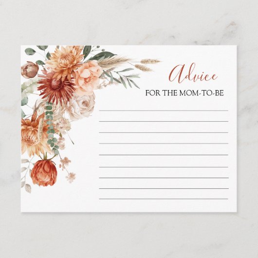 Carte D'accompagnement Conseils De Baby shower Rustique Fleur sauvage Pou (Devant)