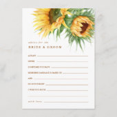 Carte D'accompagnement Conseils de Fête de Fiançailles Tournesol Rustique (Devant)