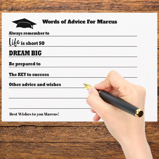 Carte D'accompagnement Conseils de fin d'études Souhaite Grad Party