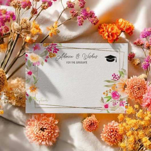 Carte D'accompagnement Conseils de graduation fleurie d'été pour l'or