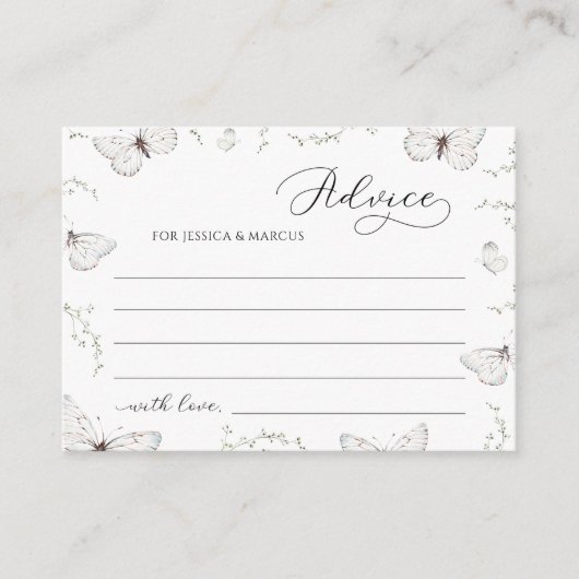 Carte D'accompagnement Conseils de mariage de délicat papillon blanc (Devant)