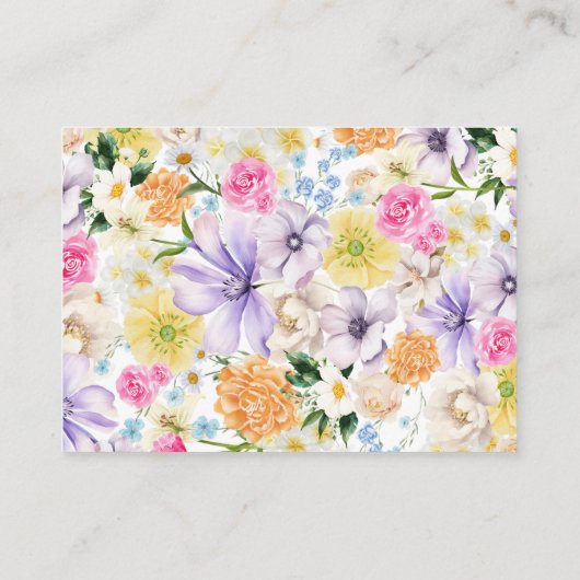 Carte D'accompagnement Conseils et vœux de mariage floral rose et bleu (Dos)