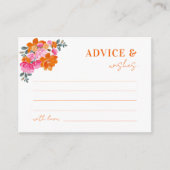 Carte D'accompagnement Conseils et vœux de mariage floral rose orange pou (Devant)