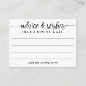 Carte D'accompagnement Conseils et vœux pour les nouveaux M. et Mme Lined (Devant)