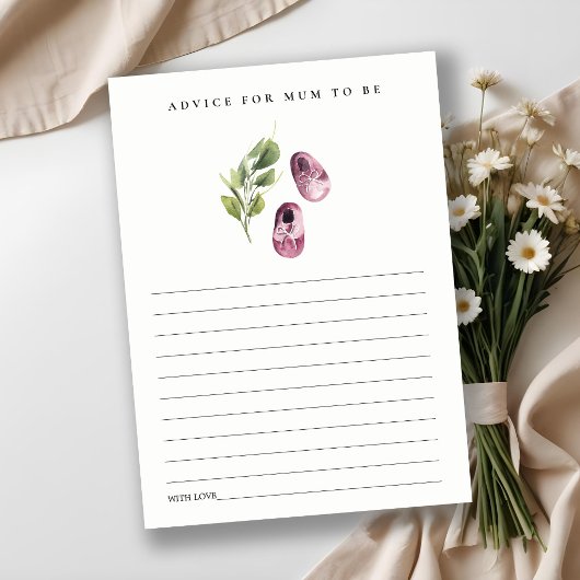 Carte D'accompagnement Conseils feuillus vert rose mignon pour Baby showe