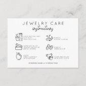 Carte D'accompagnement Conseils minimaux pour l'entretien des bijoux (Devant)