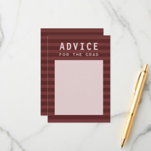 Carte D'accompagnement Conseils pour le diplômé moderne marron rayures sp
