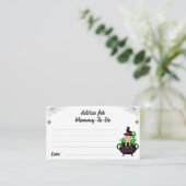 Carte D'accompagnement Conseils pour une fête prénatale de bébé sorcière  (Debout devant)