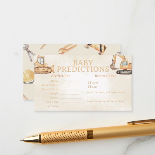 Carte D'accompagnement Construction Baby Prediction Jeu (Devant/Arrière en situation)